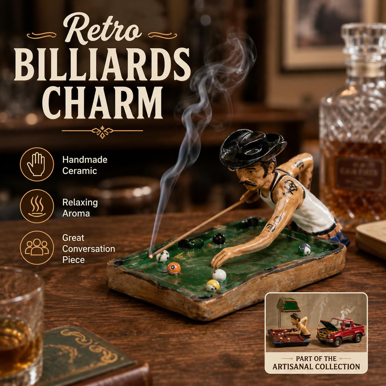 POOL PLAYER INCENSE BURNER